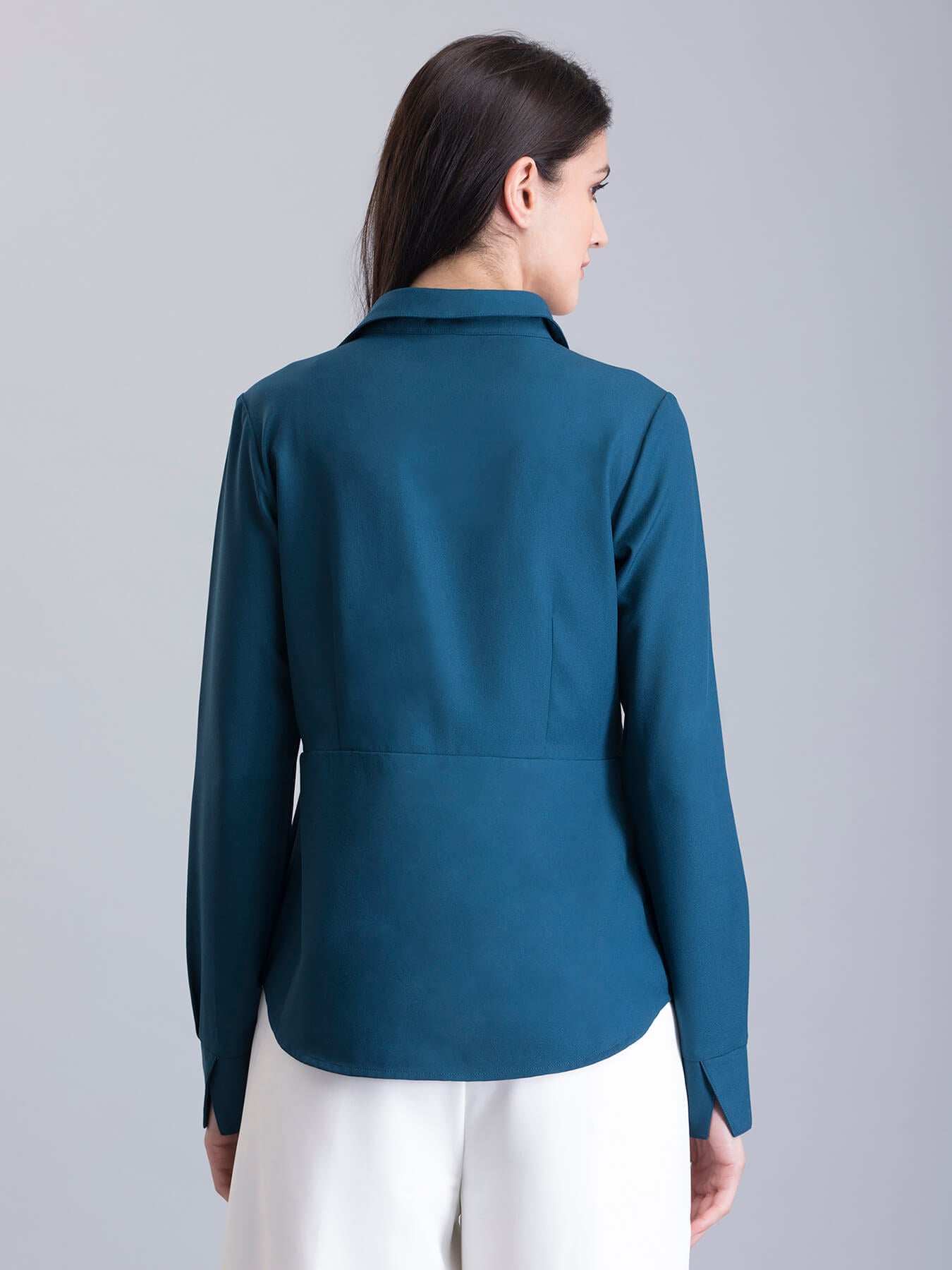 Collared Pleat Detail Top - Teal