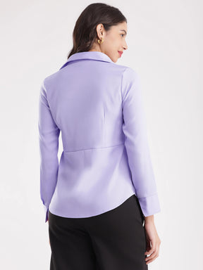 Collared V Neck Top - Lilac