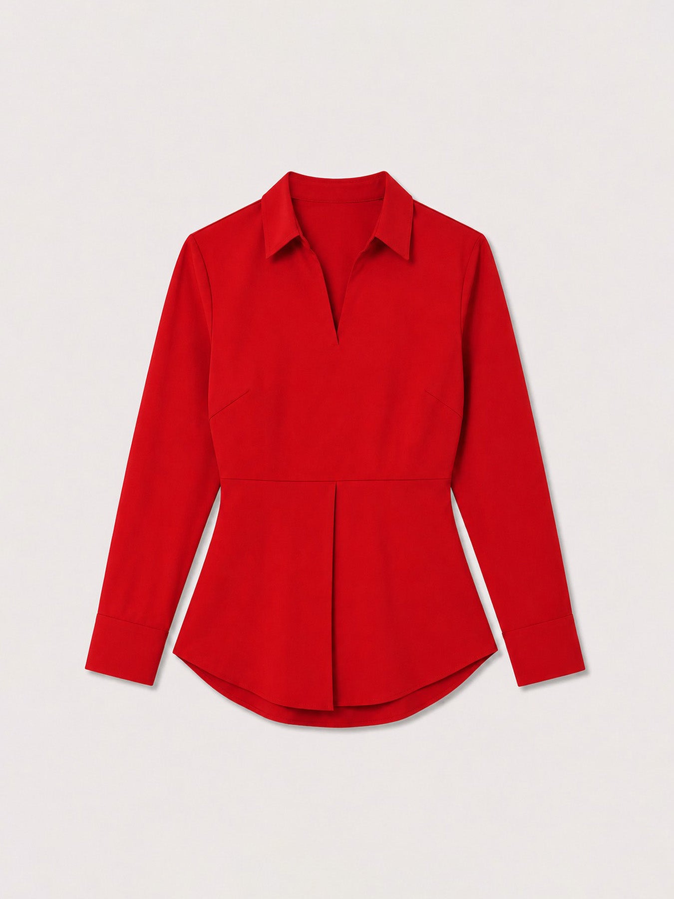 Surplice Neck Pleated Top - Red