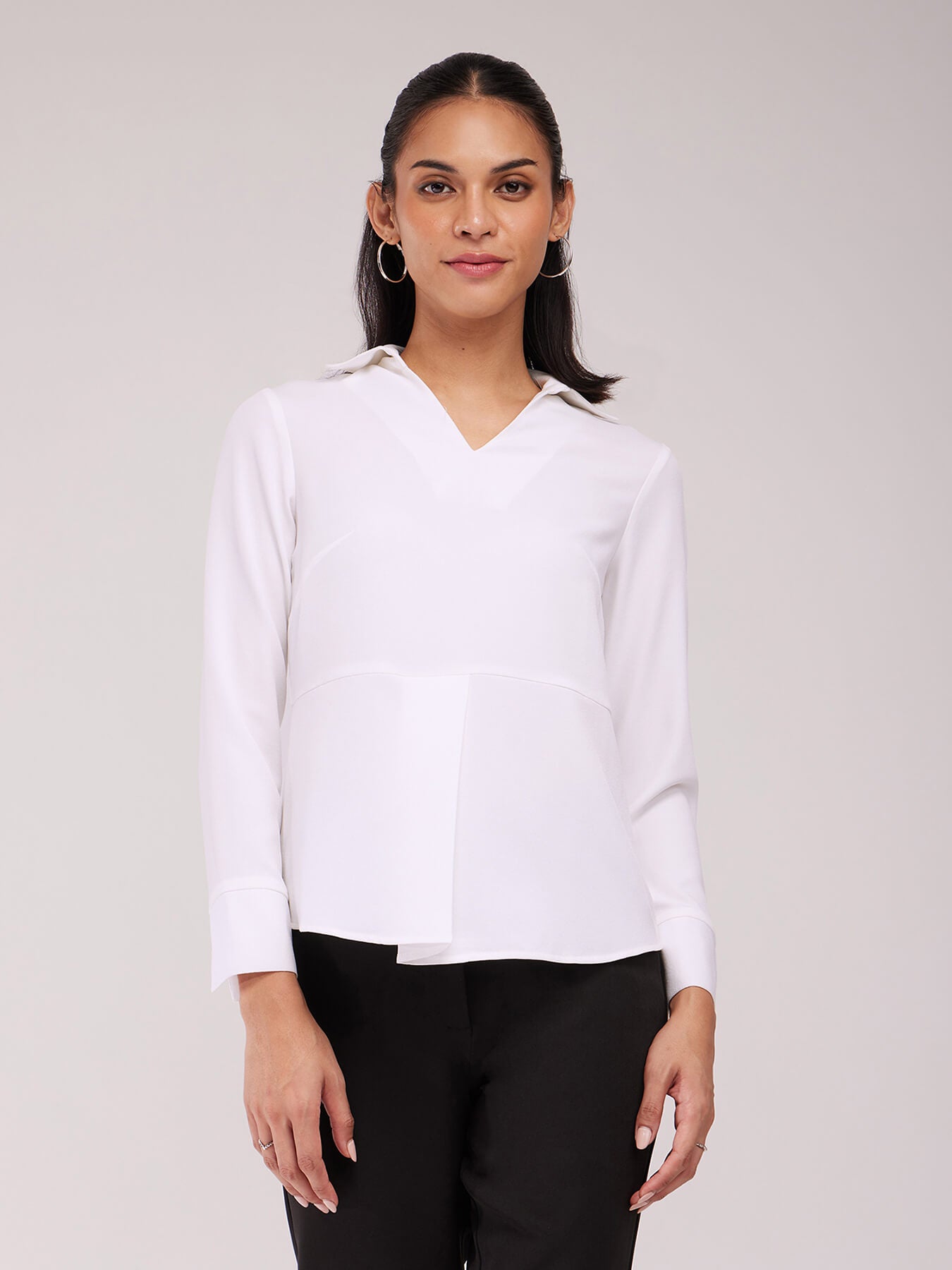 Front Pleated Top - White