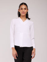 Front Pleated Top - White