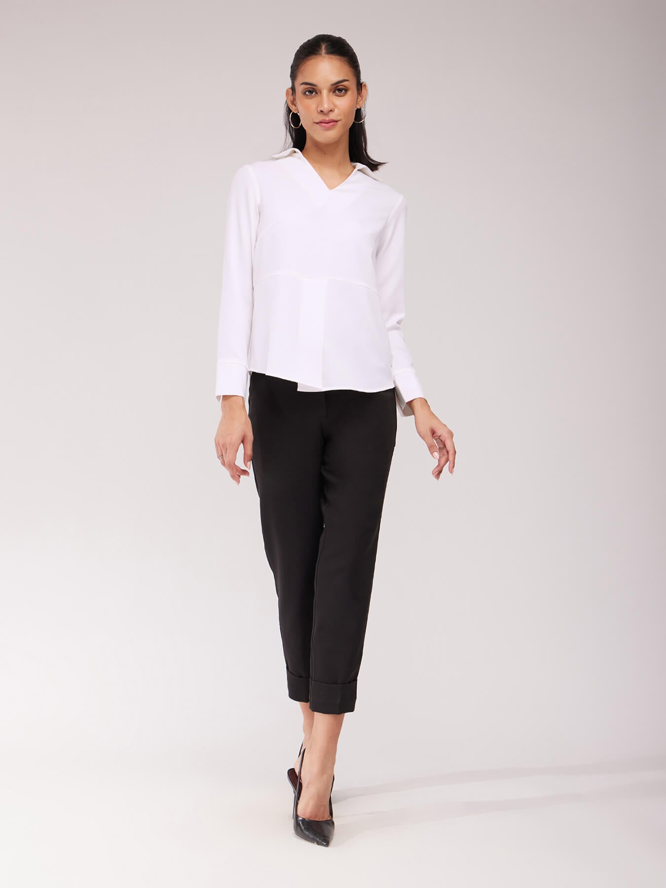 Front Pleated Top - White