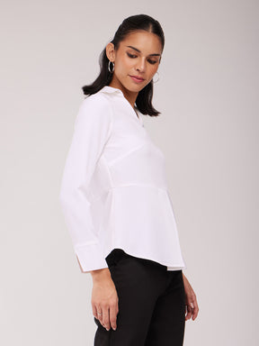 Front Pleated Top - White