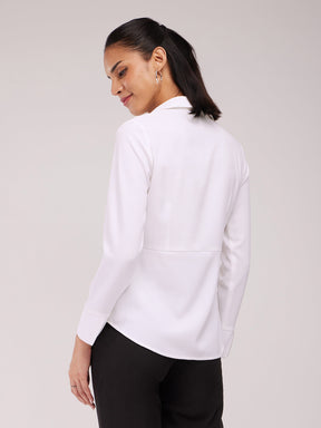 Front Pleated Top - White