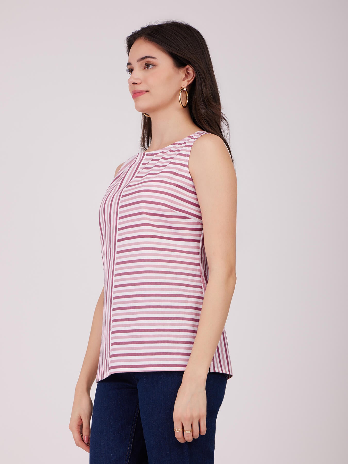 Cotton Striped Top - Pink