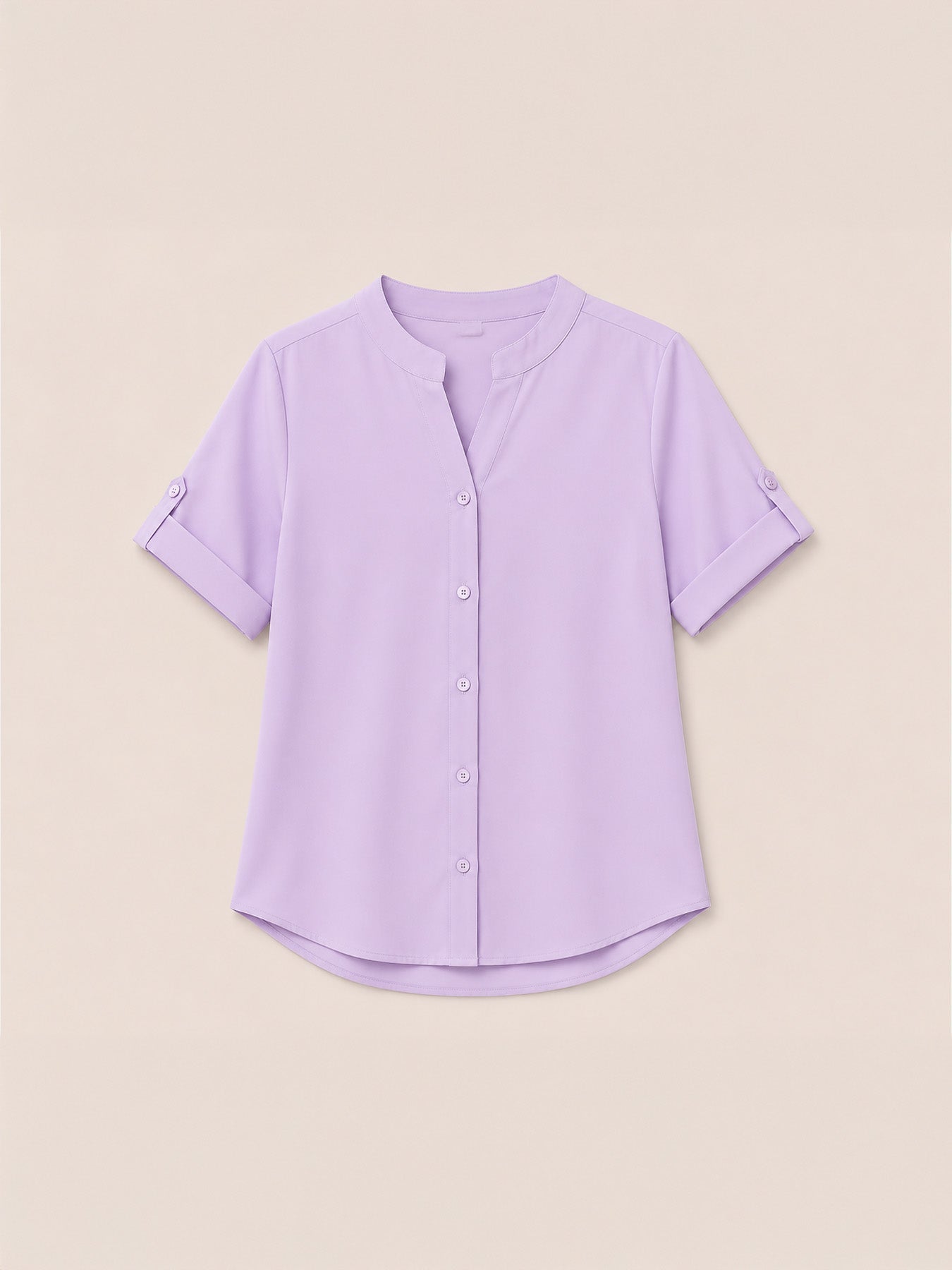 V Neck Button Detail Top - Lavender