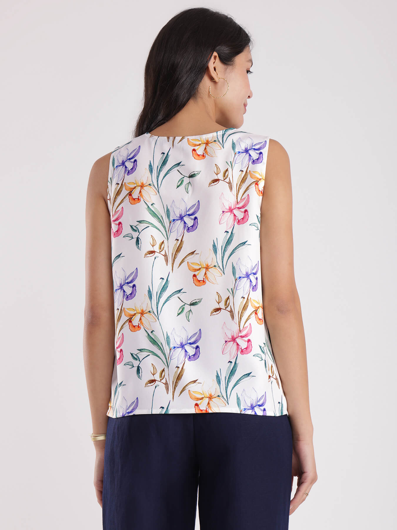 Floral V Neck Top - Multicolour