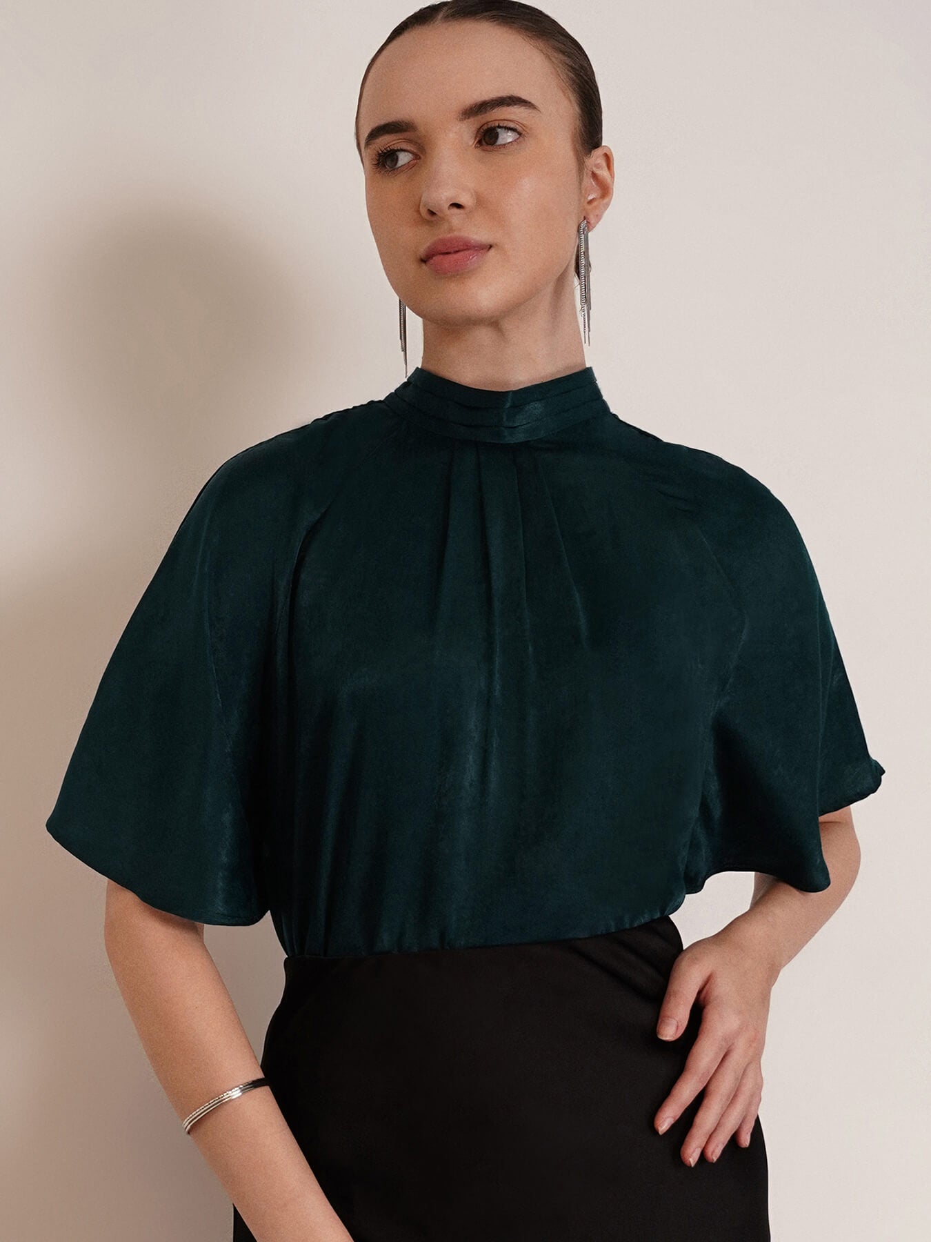 Satin Two Way Top - Green