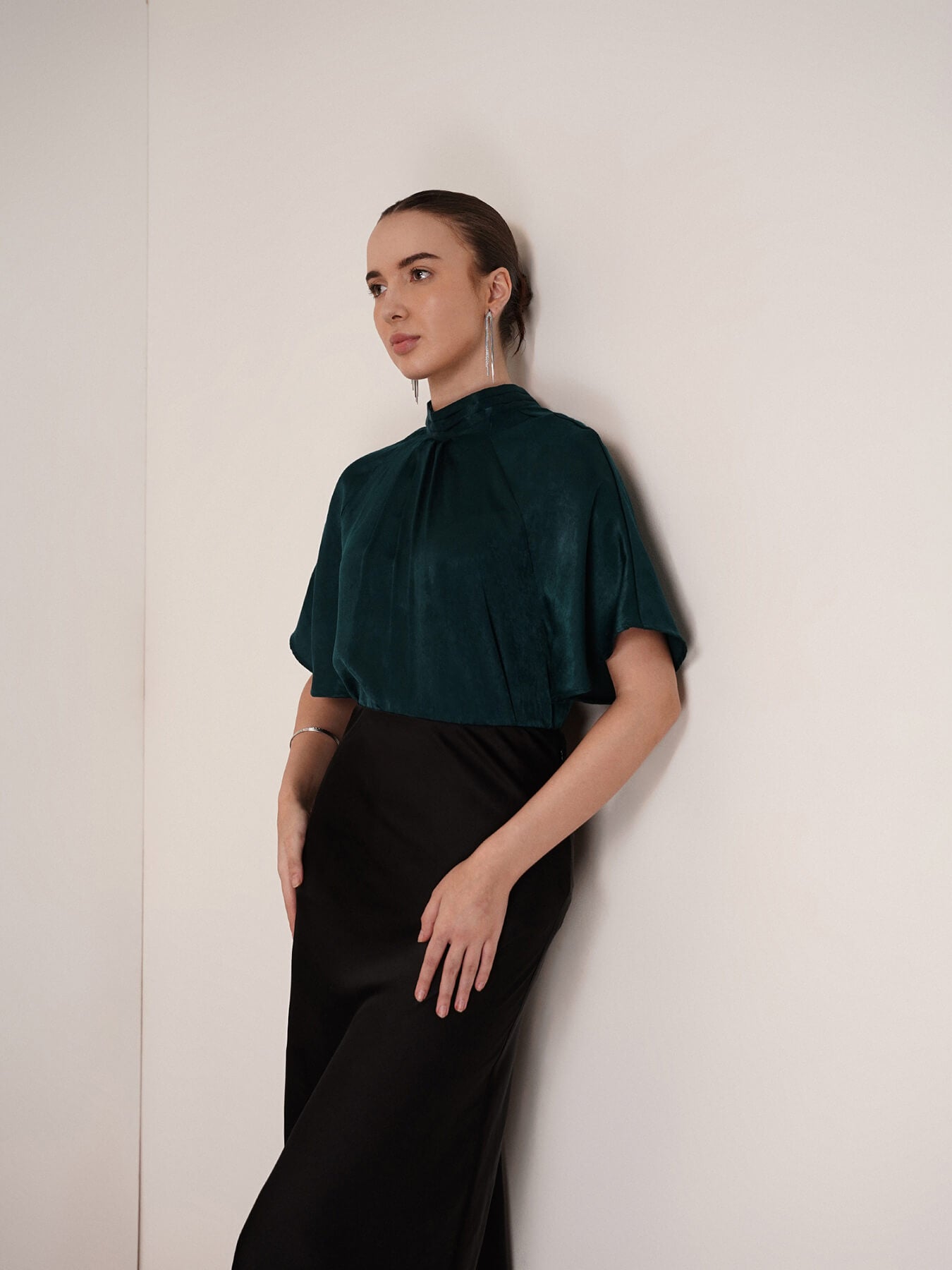 Satin Two Way Top - Green