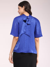 Satin Tie-up Top - Blue