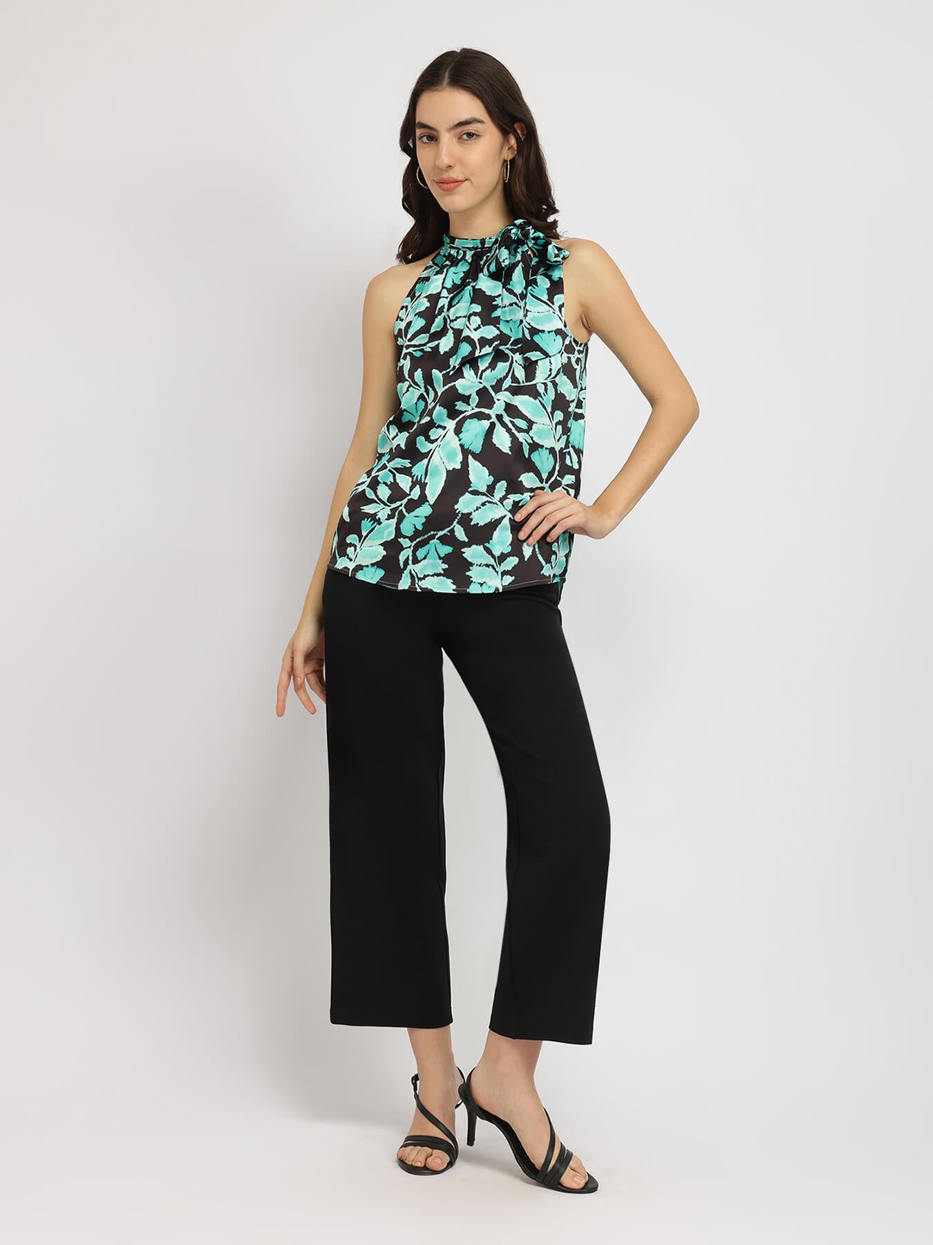 Satin Halter Neck Top - Teal