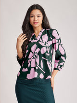 Floral Pleat Detail Top - Green And Pink