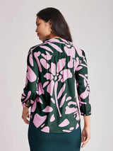 Floral Pleat Detail Top - Green And Pink