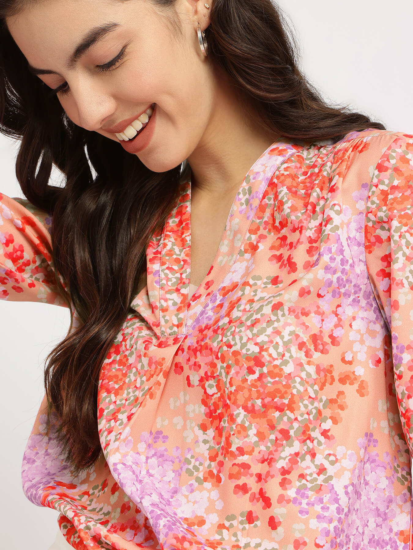 Floral Front Pleat Top - Multicolour