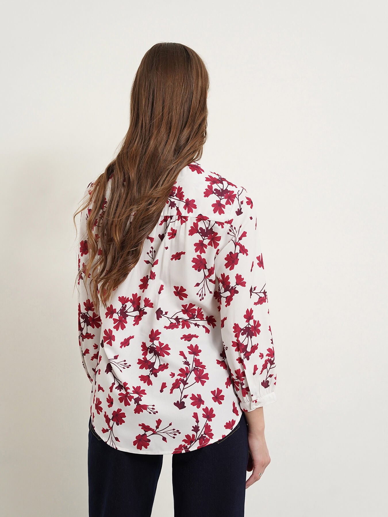 Front Pleat Top - Maroon And White