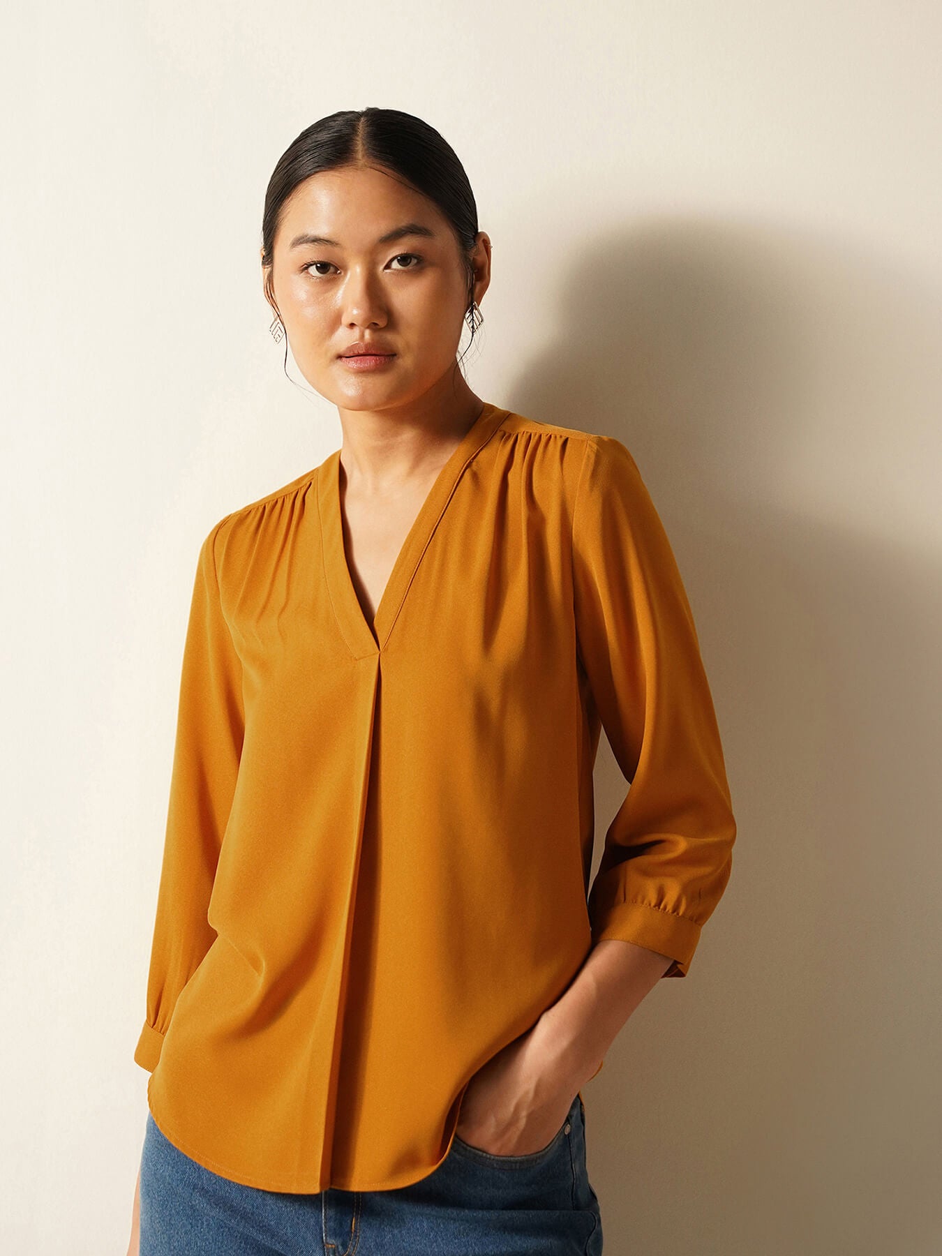 V-Neck Top - Mustard