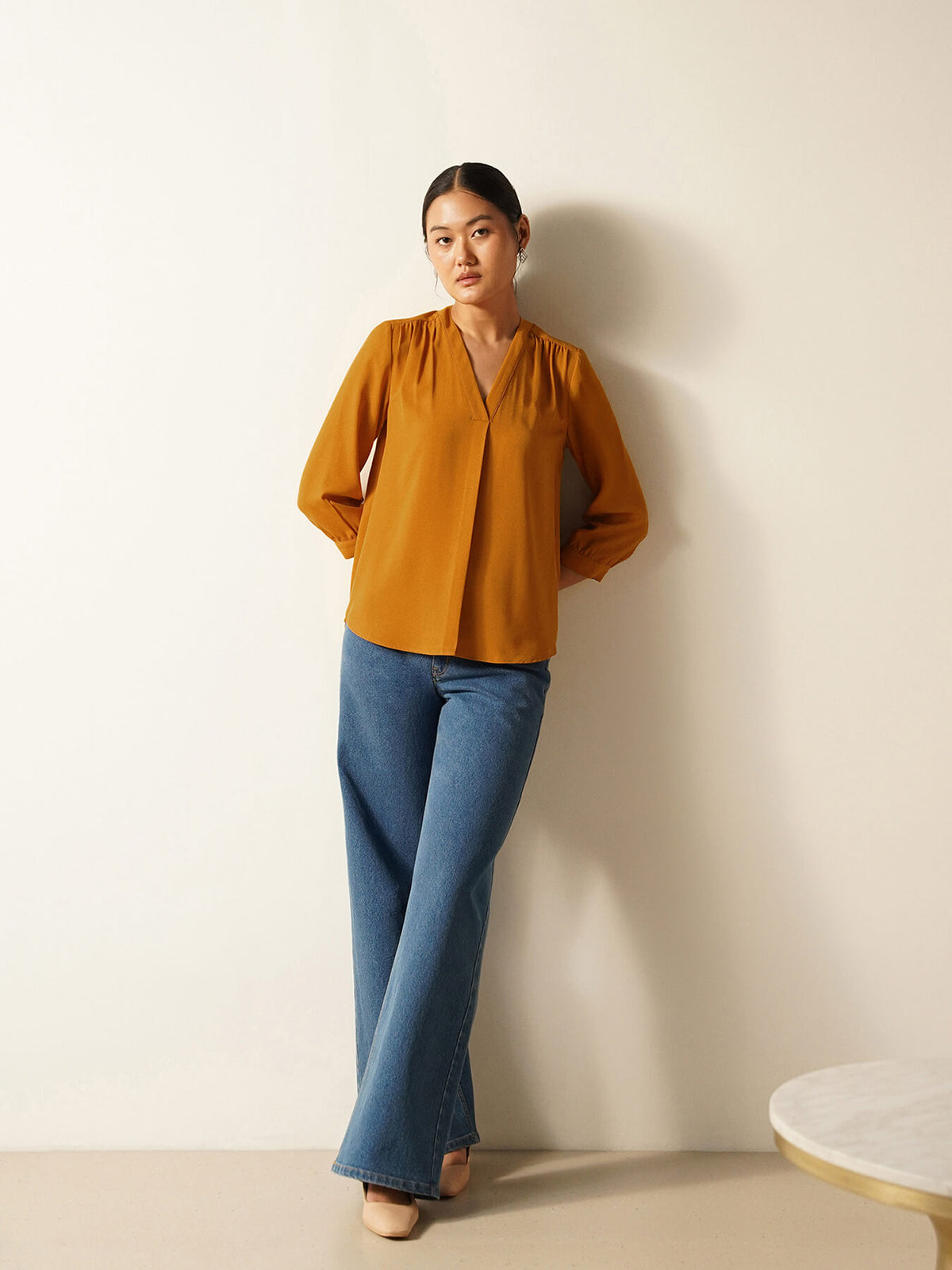 V-Neck Top - Mustard