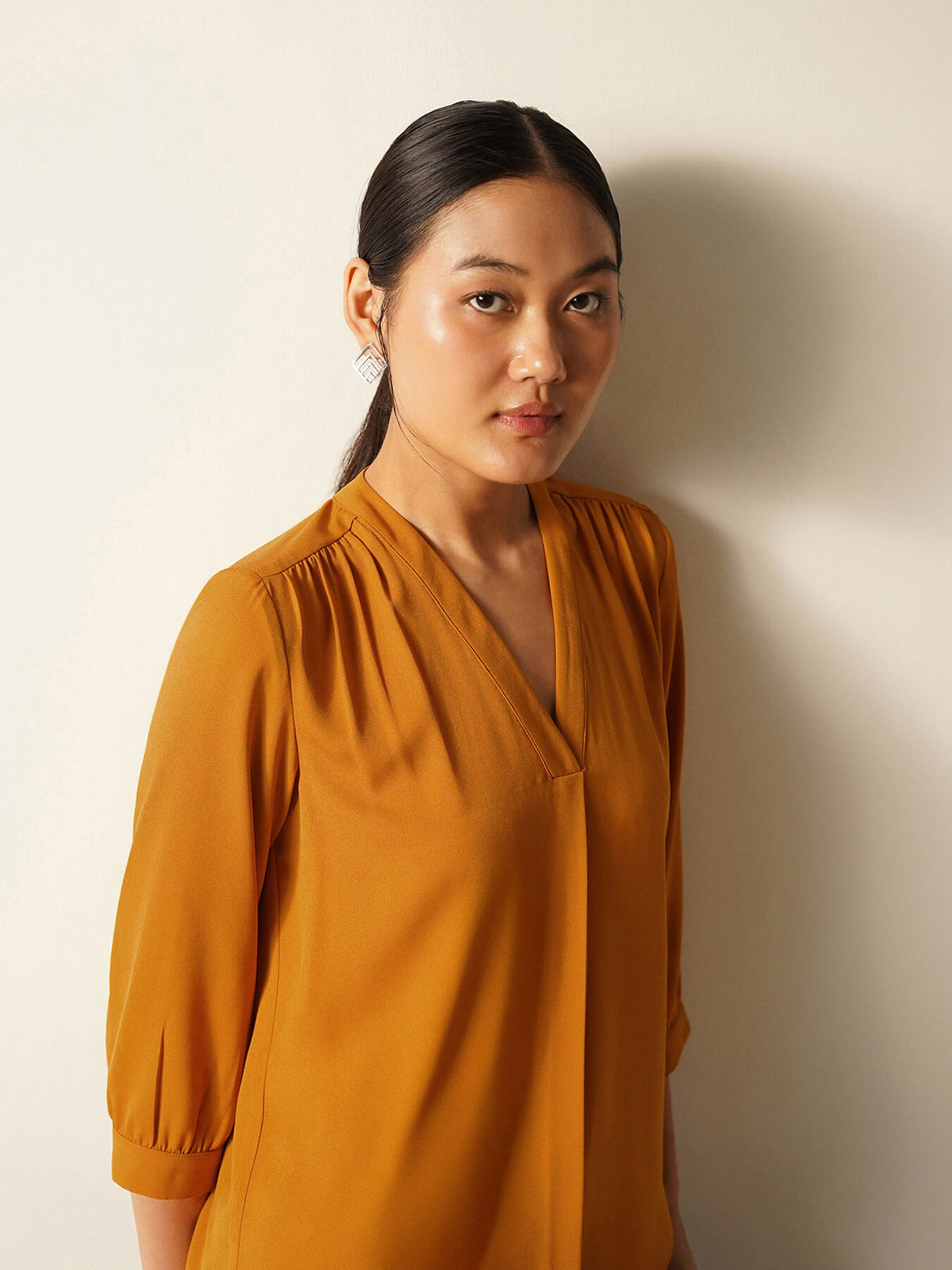 V-Neck Top - Mustard