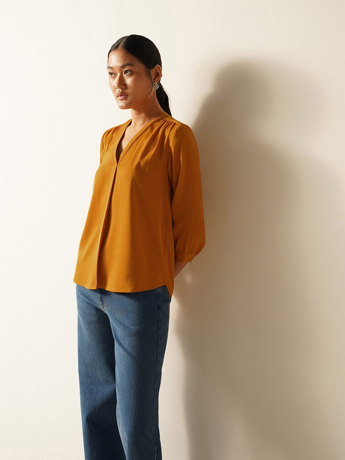 V-Neck Top - Mustard