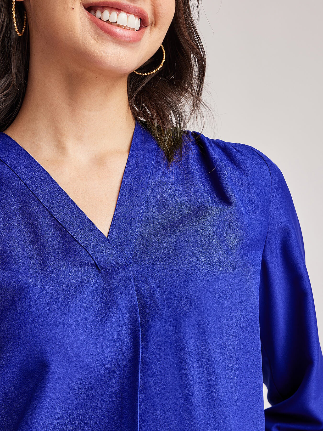 Front Pleat Detail Top - Blue