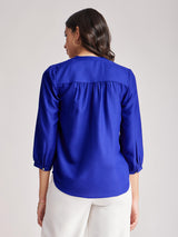 Front Pleat Detail Top - Blue