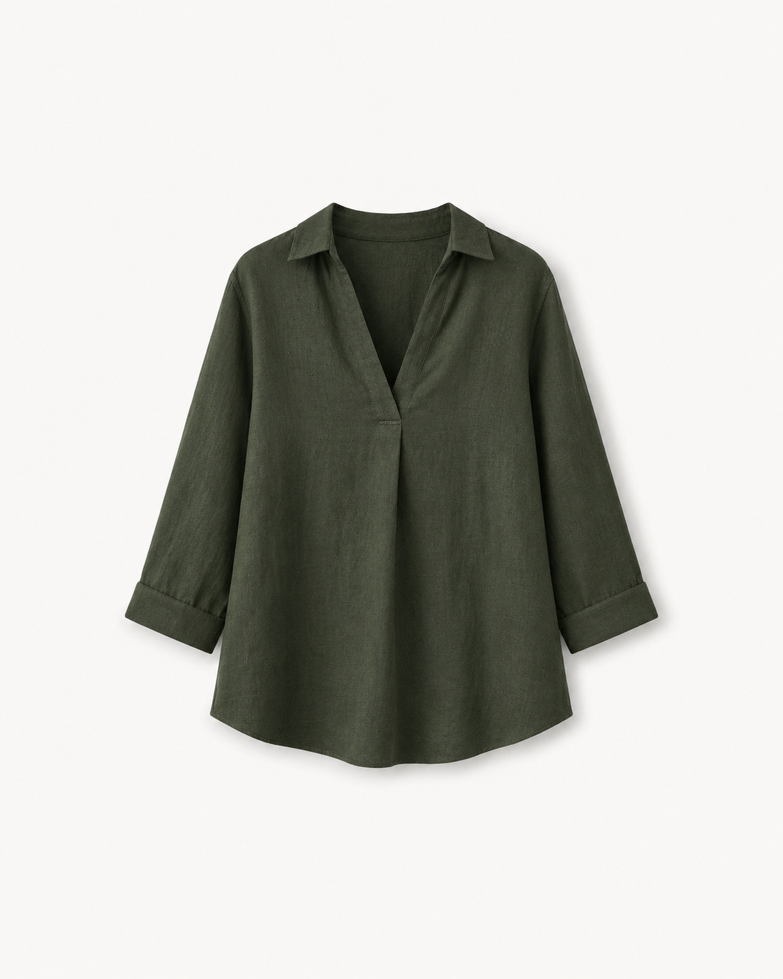 Cotton Front Pleat Detail Top - Olive