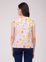 Linen Boat Neck Top - Multicolour