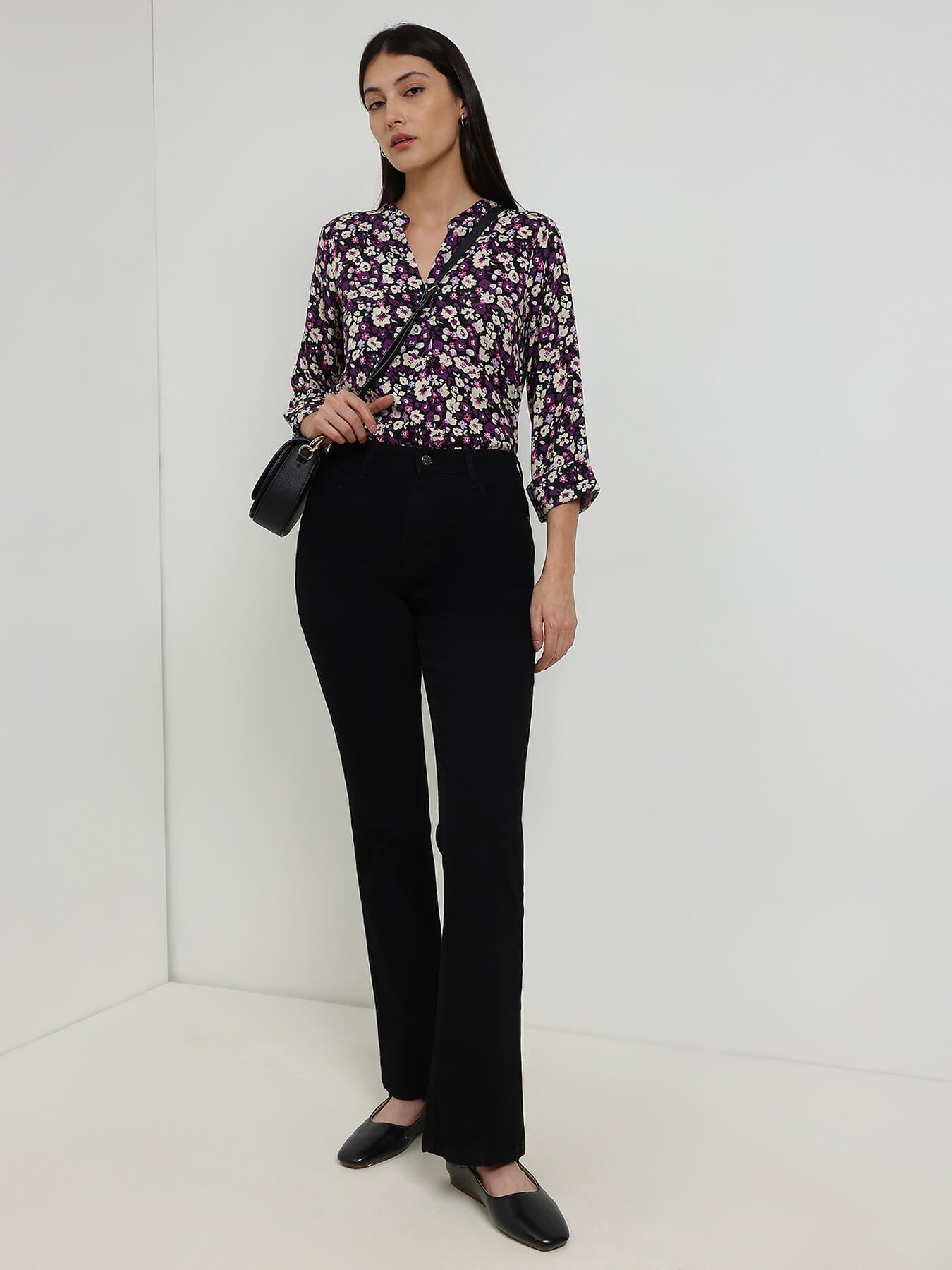 Floral V-Neck Top - Purple