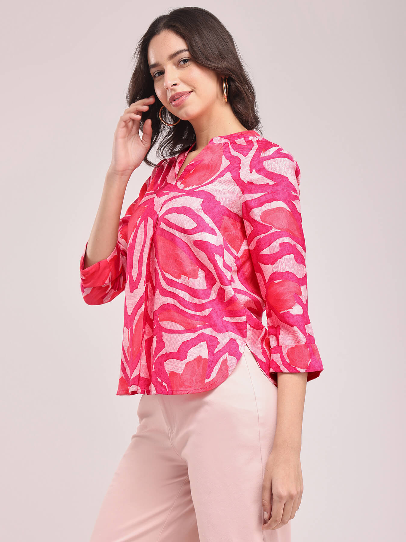 Abstract Print Top - Pink