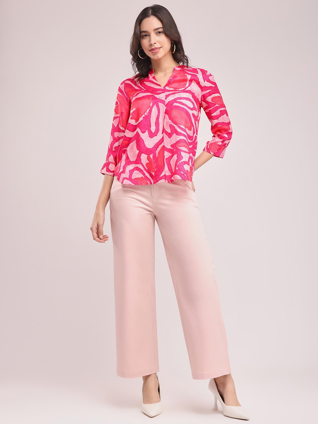 Abstract Print Top - Pink