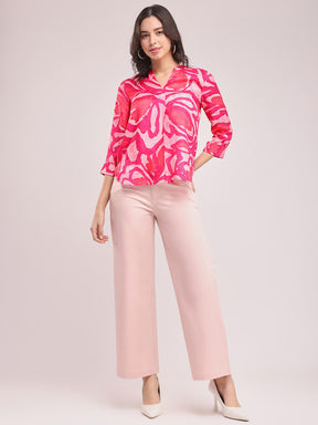 Abstract Print Top - Pink