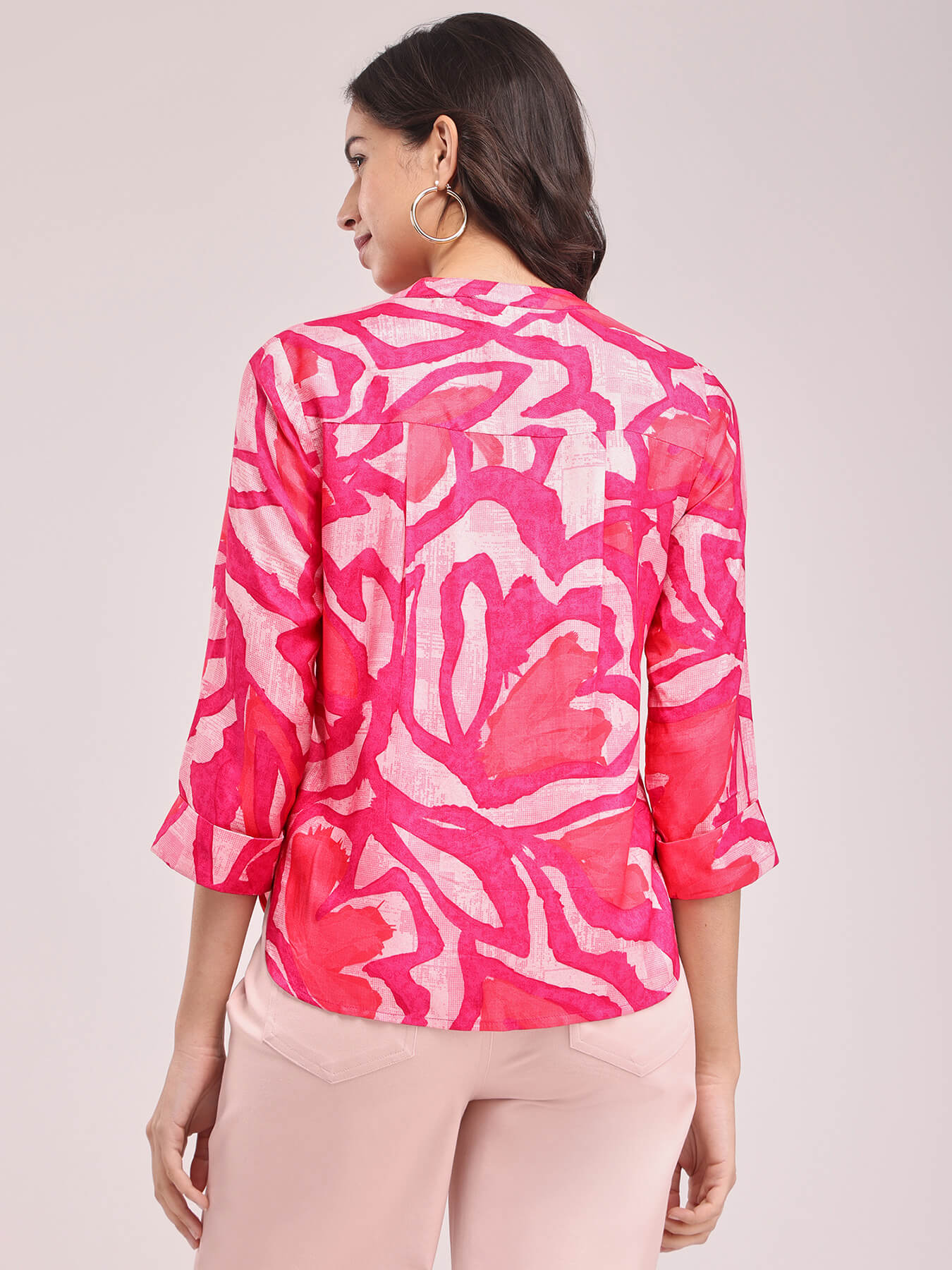 Abstract Print Top - Pink