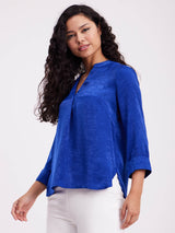 Satin Pleat Detail Top - Royal Blue