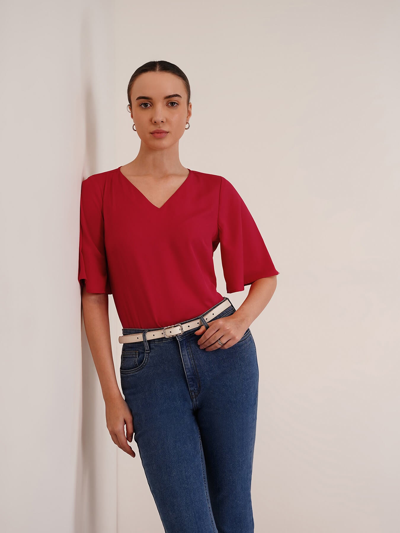 Bell Sleeves Top - Red