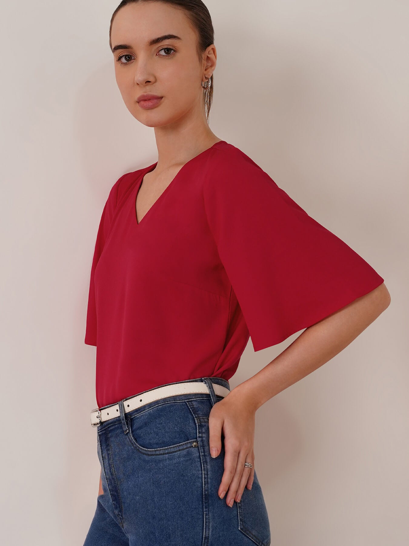 Bell Sleeves Top - Red