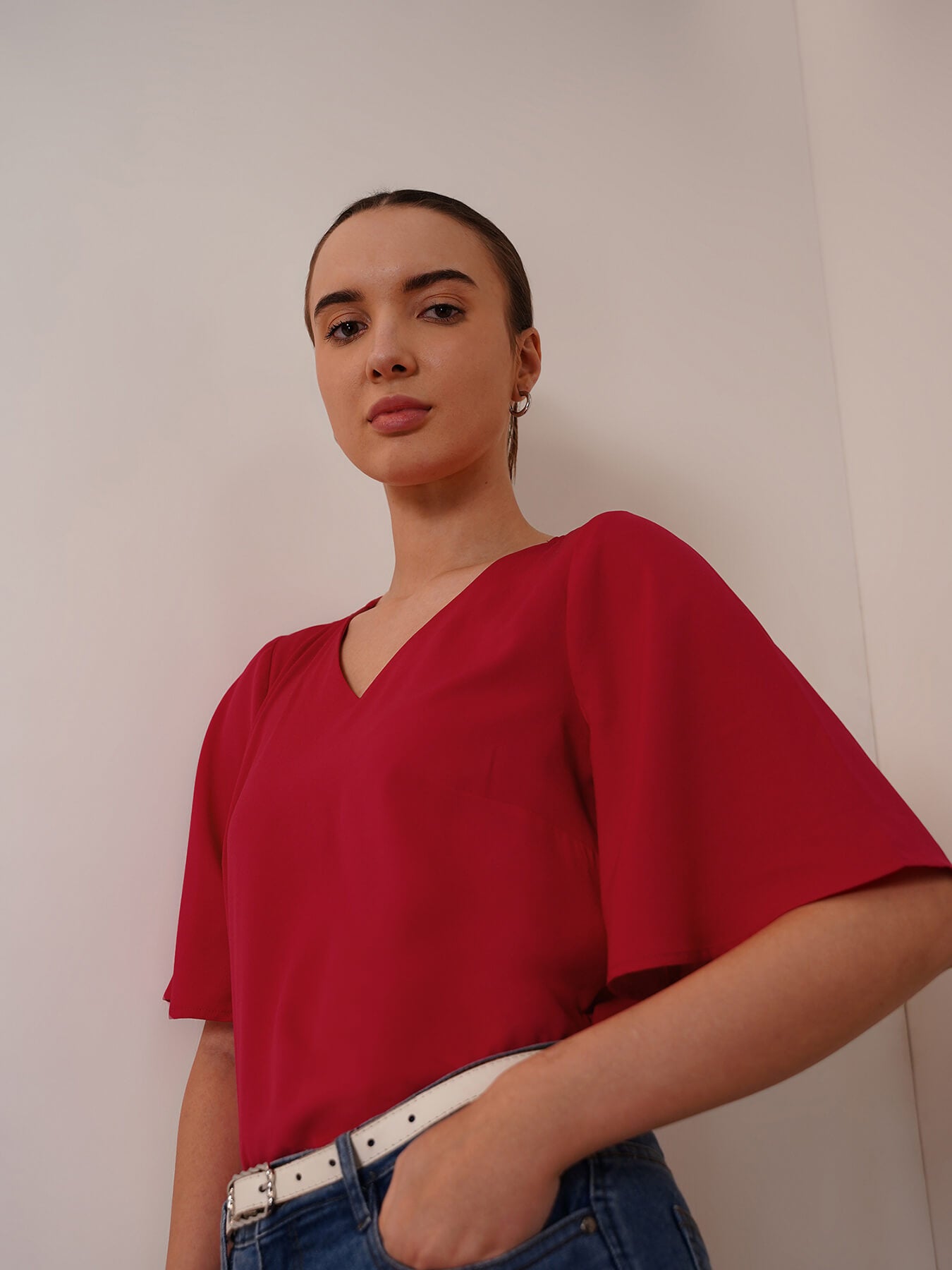 Bell Sleeves Top - Red