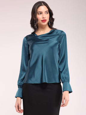 Cowl Neck Top - Teal