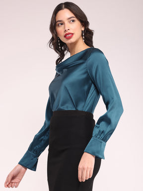 Cowl Neck Top - Teal