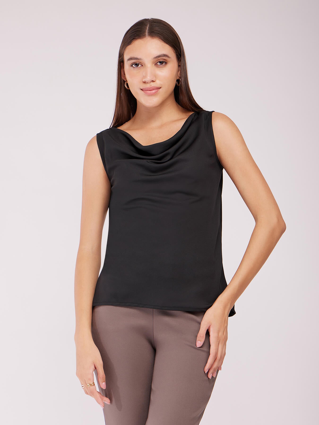 Cowl Neck Top - Black