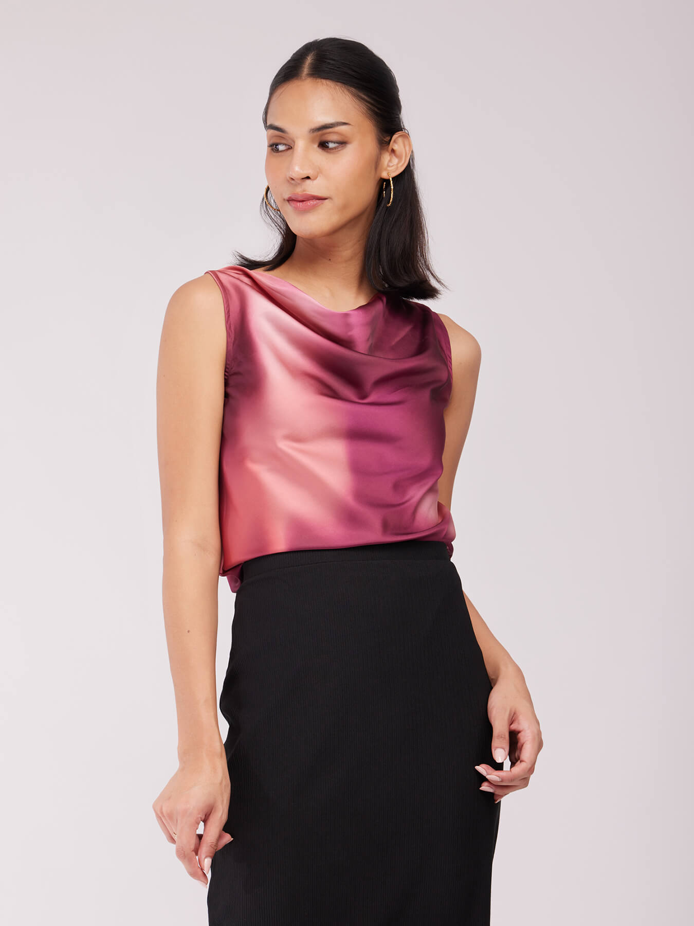 Satin Ombre Top - Maroon