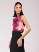 Satin Ombre Top - Maroon