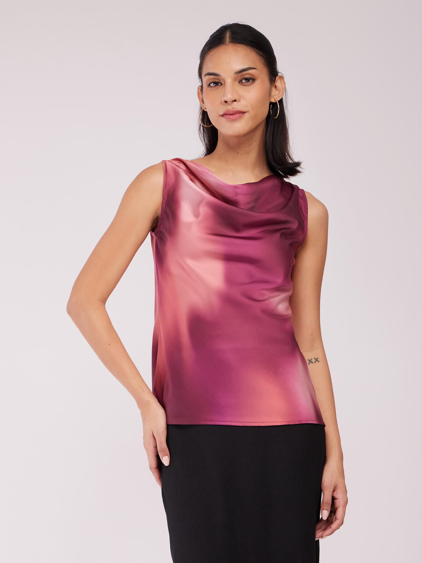 Satin Ombre Top - Maroon