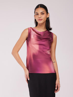 Satin Ombre Top - Maroon