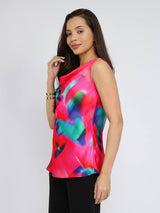 Satin Marble Print Top - Pink