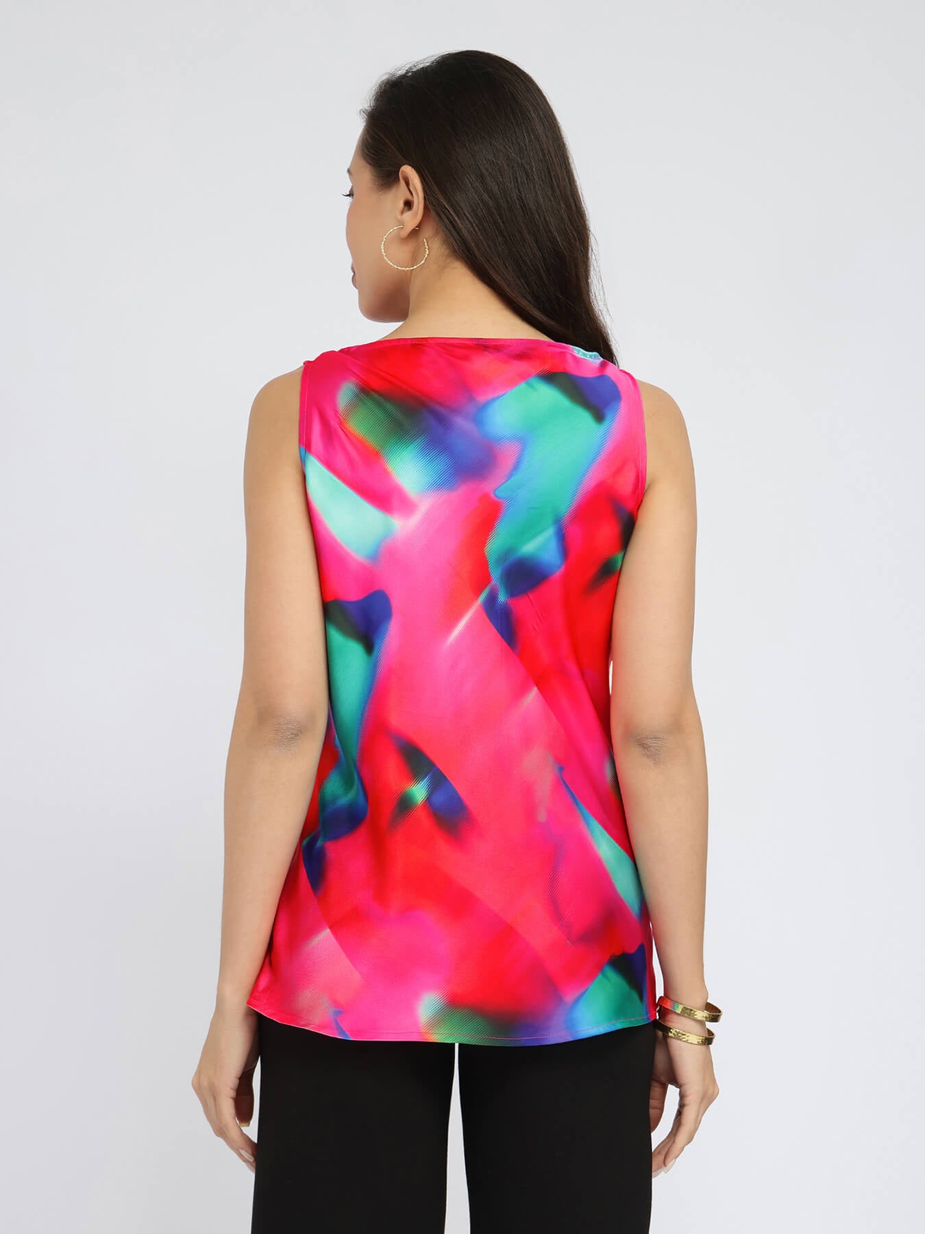 Satin Marble Print Top - Pink