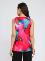 Satin Marble Print Top - Pink
