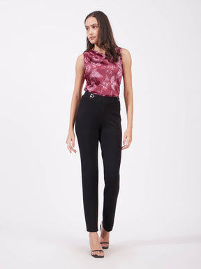 Satin Floral Top - Red And Pink