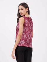 Satin Floral Top - Red And Pink