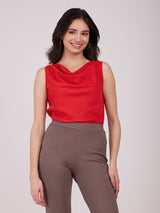 Cowl Neck Top - Red