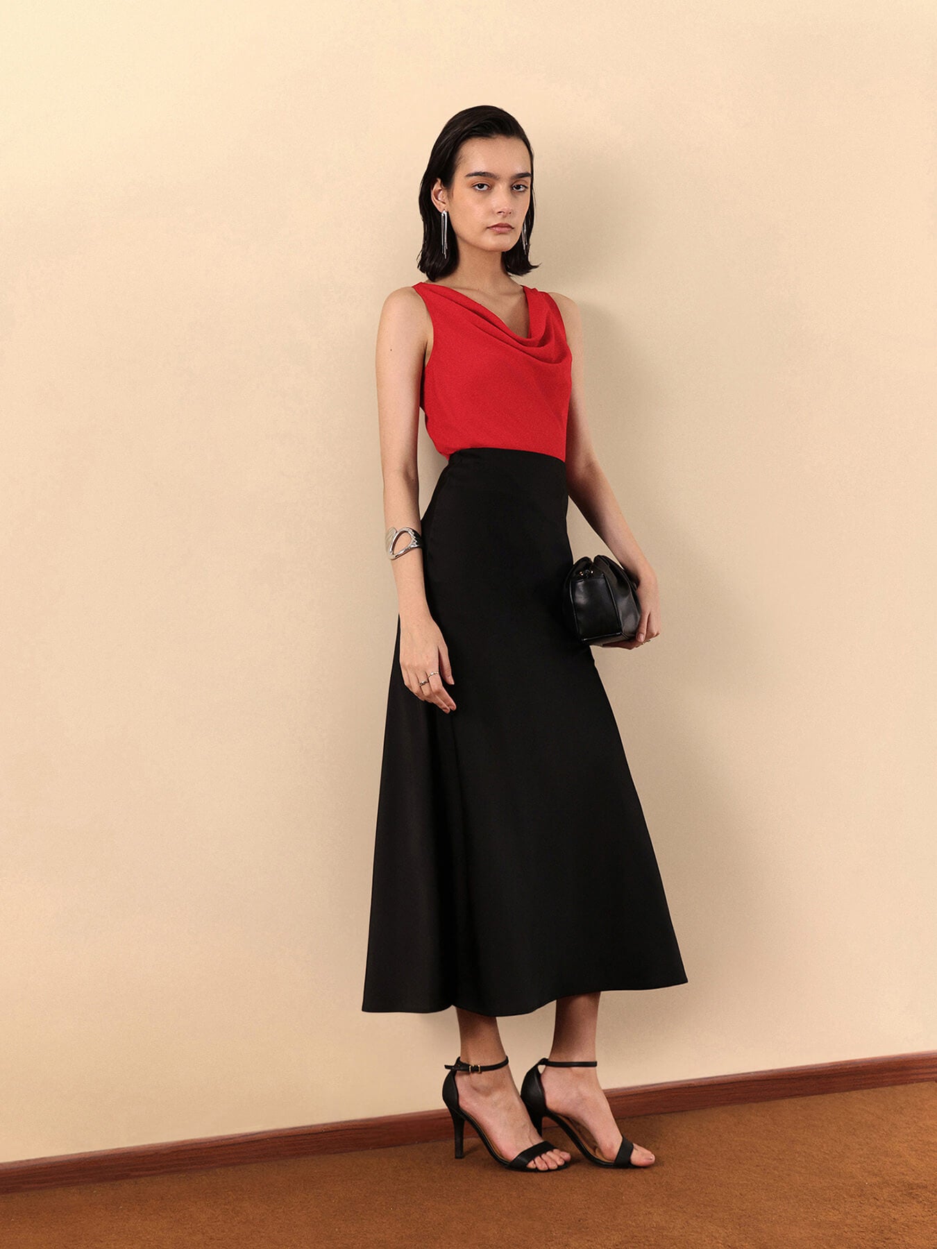 Cowl Neck Top - Red